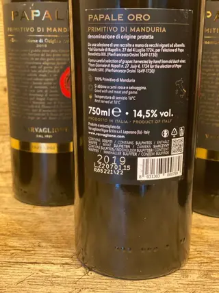 2019 Varvaglione, "Papale Linea Oro" - Apulië Primitivo di Manduria - 6 Flessen (0.75 liter)