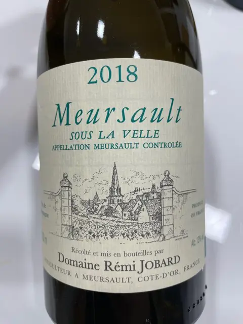 2018 Rémi Jobard "Sous la Velle" - Meursault - 3 Flessen (0.75 liter)