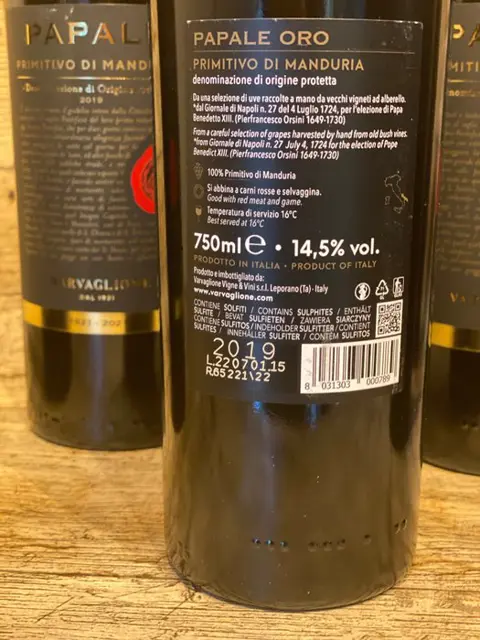 2019 Varvaglione, "Papale Linea Oro" - Apulië Primitivo di Manduria - 6 Flessen (0.75 liter)