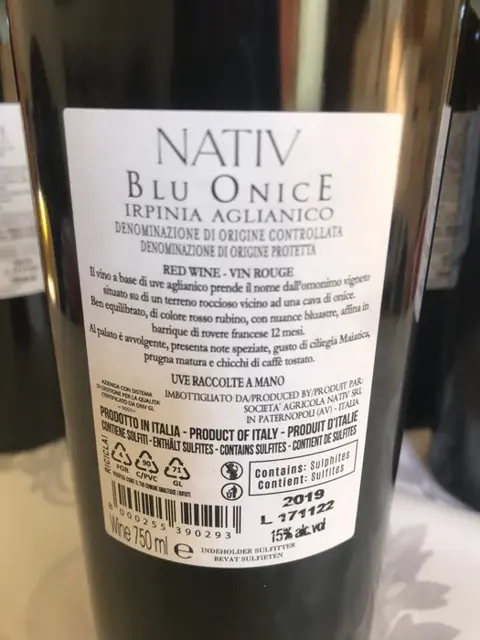 2019 Blu Onice, Irpinia Aglianico - Nativ - Campania - 6 Flessen (0.75 liter)