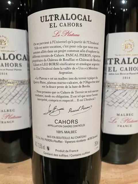 2014 Ultralocal El Cahors - Cuvée Le Plateau - Cahors - 6 Flessen (0.75 liter)