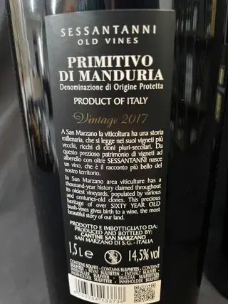 2017 San MarzanoDOP 60 Sessantanni Old Vines Primitivo di manduria - Apulië - 2 Magnums (1.5L)