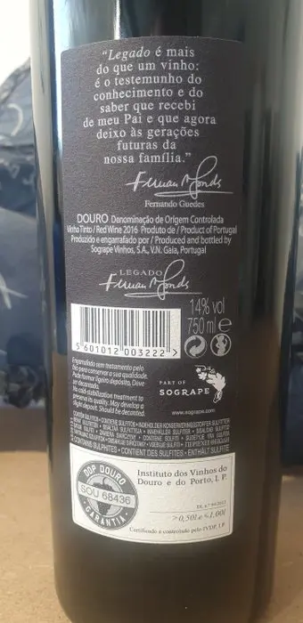 2016 Sogrape Vinhos, 'Legado' Fernando Guedes - Douro - 1 Fles (0,75 liter)