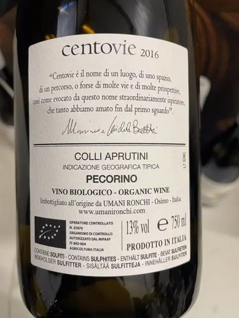 2016 Umani Ronchi 'Centovie' Pecorino - Marche - 6 Flessen (0.75 liter)
