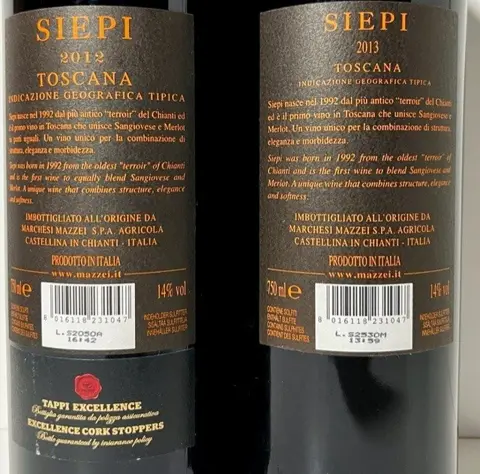 2012 & 2013 Mazzei Castello di Fonterutoli,Siepi - Toscana IGT - 2 Flessen (0.75 liter)