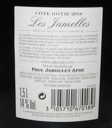 2018 Côte-Rôtie "Les Jumelles" -Domaine Paul Jaboulet Ainé - Rhône - 1 Magnum (1,5 L)