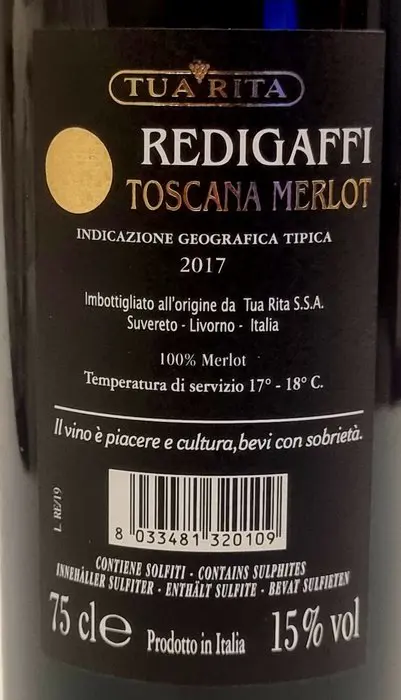 2017 Redigaffi, Tua Rita - Toscana IGT - 1 Fles (0,75 liter)