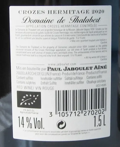 2020 Crozes-Hermitage - Domaine de Thalabert - Paul Jaboulet Ainé - Rhône - 2 Magnums (1.5L)
