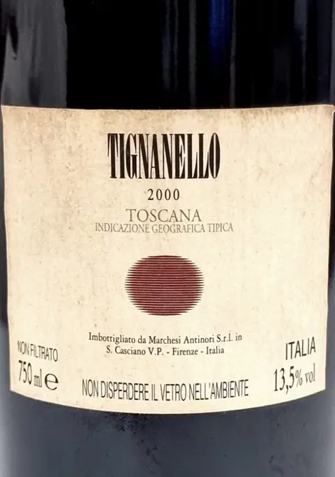 2000 Marchesi Antinori, Tignanello - Toscana IGT - 1 Fles (0,75 liter)