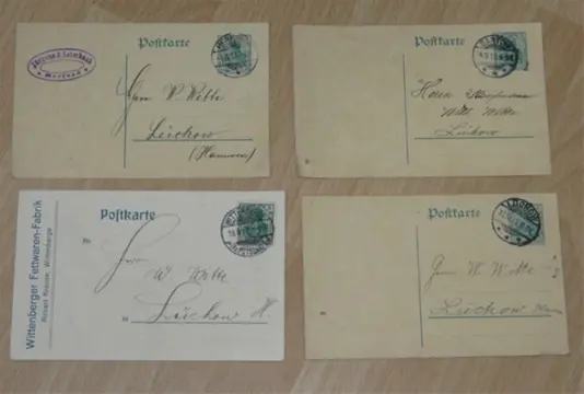 Postkaarten lotje 1913, Duitsland (4 stuks).