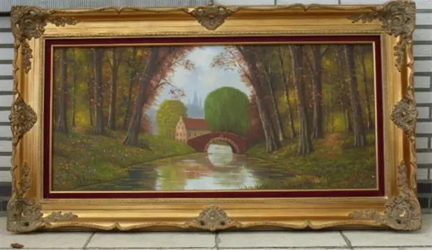 Schilderij in mooie kader H:76cm B:136cm