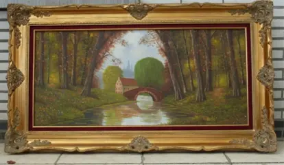 Schilderij in mooie kader H:76cm B:136cm