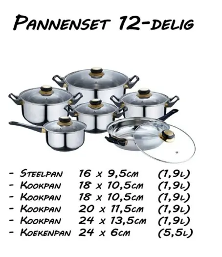 Pannenset 12 delig