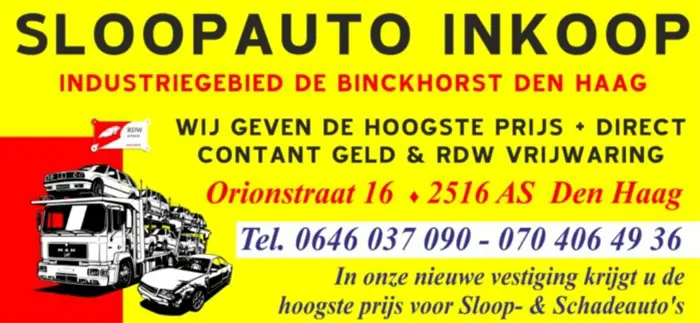 Sloopauto Den Haag Orionstraat 16 altijd het hoogste bod