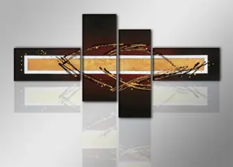 Nieuw canvas schilderij 4-luik Abstract Bruin 195 x 80 cm