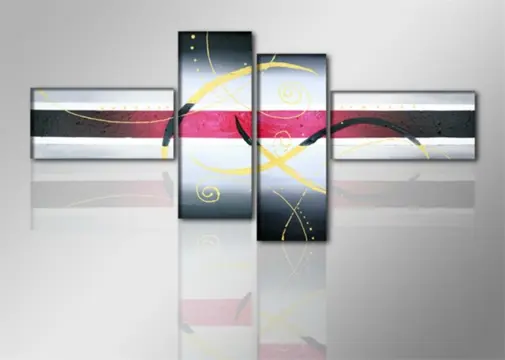 Nieuw canvas schilderij 4-luik Abstract Roze 195 x 80 cm