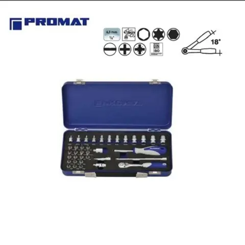 Promat dopsleutelset 6.3mm (1/4") 36 delig