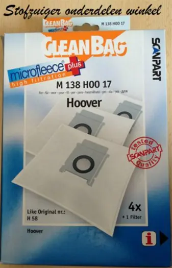 Cleanbag M138 H00 17 H58 Hoover stofzuigerzakken