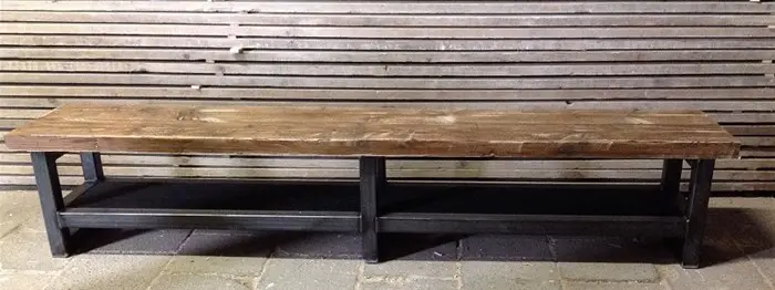 Tv meubel staal industrieel zwart/noten hillshome