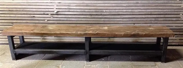 Tv meubel staal industrieel zwart/noten hillshome