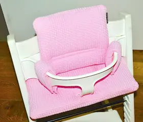 Wafelstof roze kussenset voor stokke tripp trapp kinderstoel