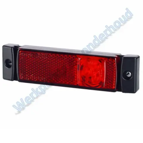 Led Breedtelamp rood rechthoekig met reflector 12/24V