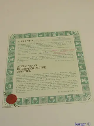 Rolex Warranty Certificate Ref: 69173