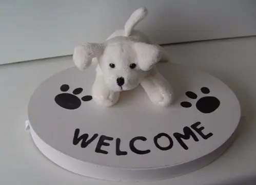 PLUCHE HOND WELCOME WIT 32 STUKS Appletree NIEUW