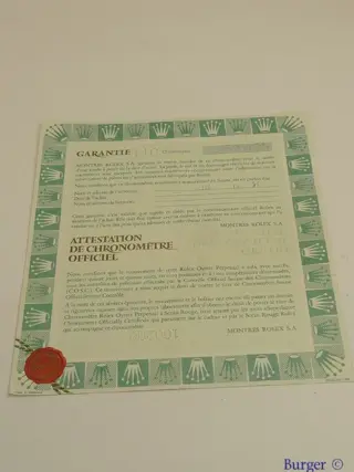 Rolex Warranty Certificate Ref: 69173
