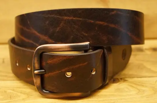 Leren jeans riem " Bruin gevlamd 377 " 4 cm breed