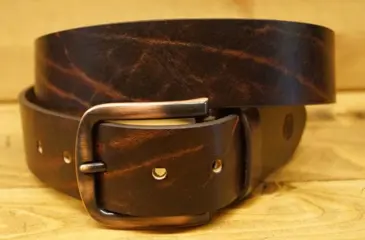 Leren jeans riem " Bruin gevlamd 377 " 4 cm breed