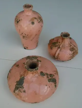 VAZEN OLD LOOK ZALM ROSE KLEIN 3 DLG SET NIEUW