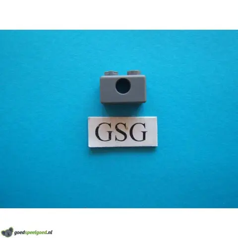 Steen met gat 1x2 (2) grijs nr. 16290