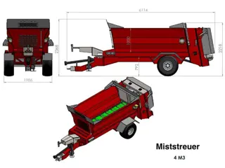 Kramer MINOS breedstrooier 4, 5, 6, 8 en 10 kuubs mest strooier