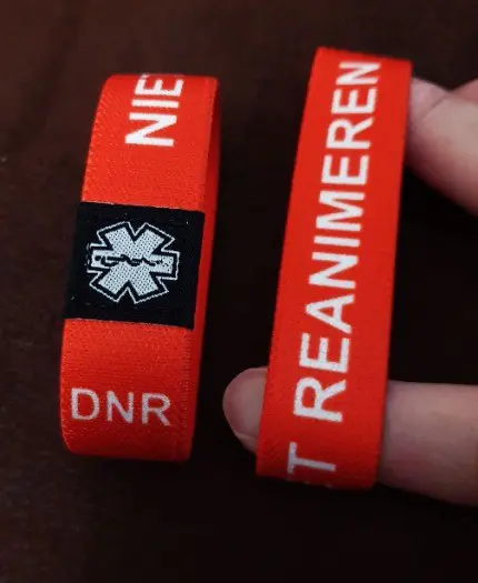 Niet-reanimeren armband van elastische, zachte stof