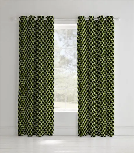 Voetbal gordijnen set geel/zwart, kant en klaar