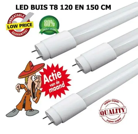Led buis T8 120 en 150 cm