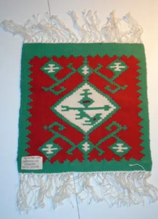 KELIM GROEN ROOD KLEEDJE 30x30 cm NIEUW