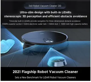 360 S10 Robot Vacuum Cleaner 3300Pa Suction Vacuuming