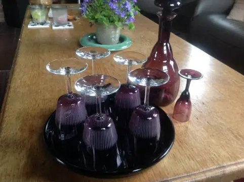 Setje, glazen, 5 stuks, karaf, klein glaasje, plateau