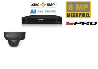 SPRO camerasysteem met 1 X 8 MP dome camera