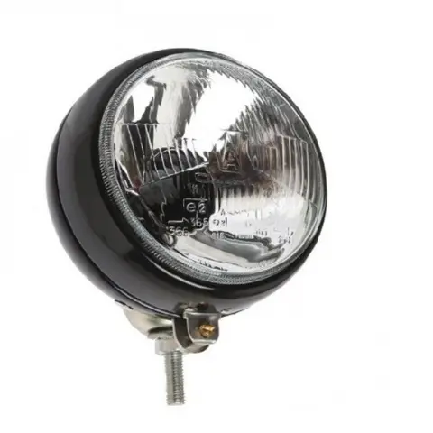 Koplamp zwart rond halogeen 136mm
