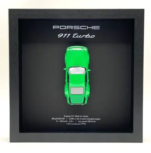 Decoratief object - FRAMEDWHEELS -Porsche 911 (964) 3.6