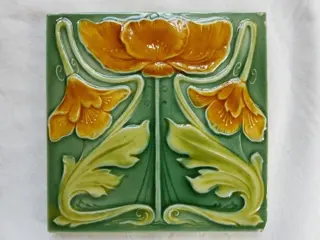 NSTG te Grohn - Jugendstil Art Nouveau tegel met daarop