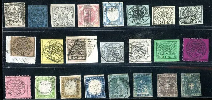 Italiaanse oude staten 1851/1868 - Modena, Naples, Neapolitan Provinces, Parma, Papal States, Sardinia, Tuscany. - Sassonevari.