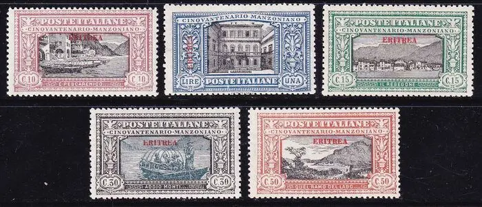 Italiaans Eritrea 1924 - Alessandro Manzoni, set of 5 values. - sassone 71/75
