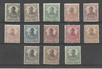 Spaans-Guinea 1917 - Alfonso XIII stamps from 1912 with ‘1917’ overprint, Edifil 111/23