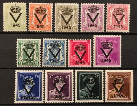 België 1945 - Klein Staatswapen met Privé-opdruk - Volledige reeks - PR61/75