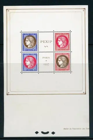 Frankrijk 1937 - Heart of PEXIP block - Yvert n°348/351