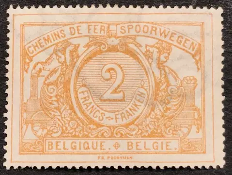 België 1895/1902 - Spoorwegzegel Rijkswapen - 3e emissie - 2fr Oker - POSTFRIS met Prachtig Watermerk - OBP TR27